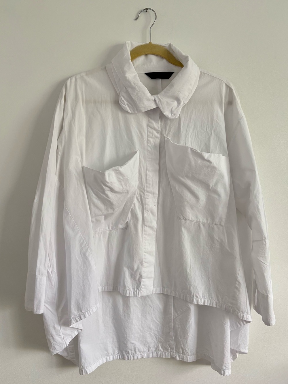 Moyuru Long Sleeve Button Front Pocket Layered Collar Shirt Cotton Size Small